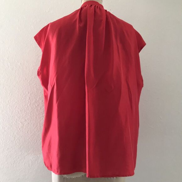 Banana Republic Red Silk Classic Oversized Sleeveless High Neck Blouse Top - XS - Picture 3 of 6